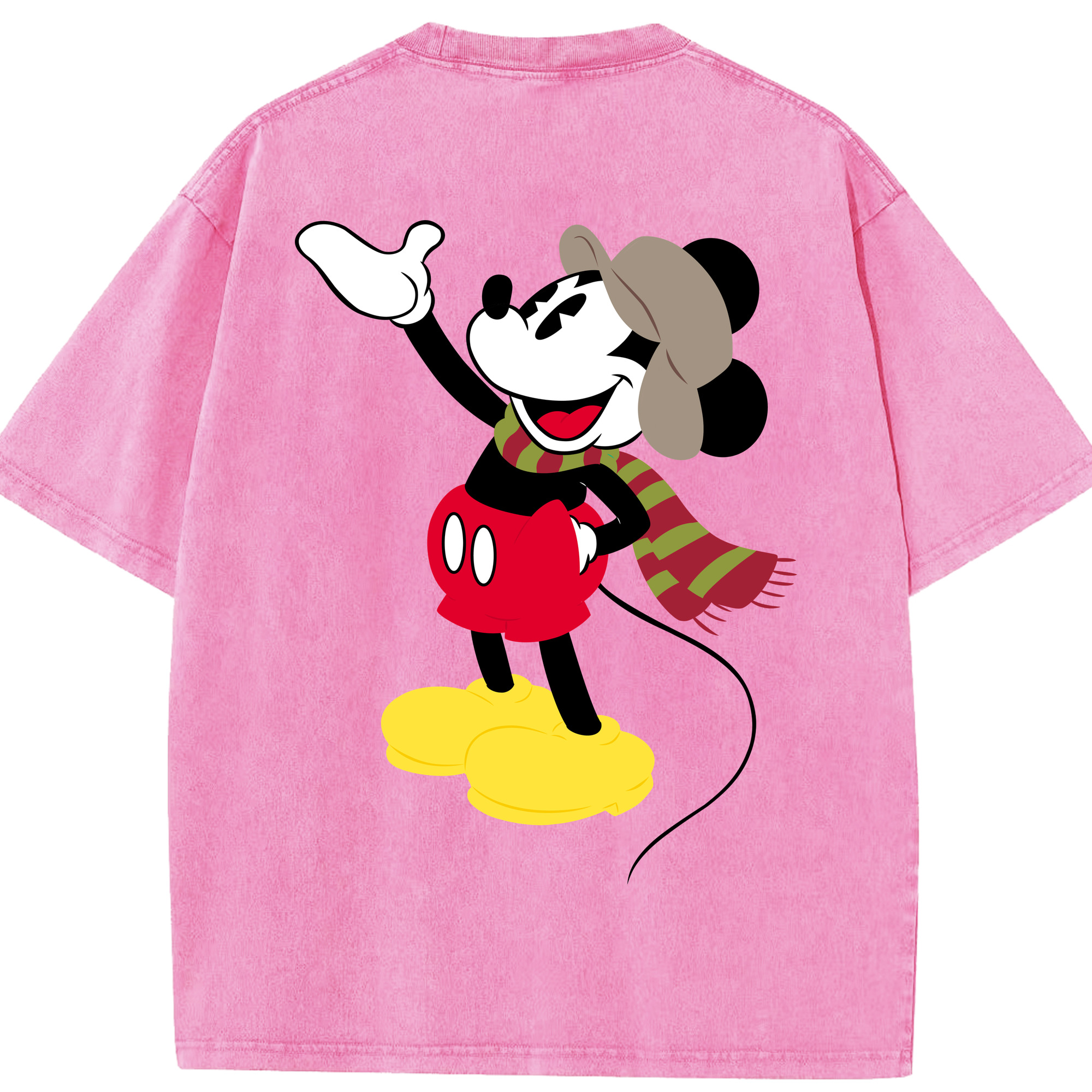 （画像用） ミッキーマウス Mickey Mouse 綿100% ヴィンテージ風 半袖Tシャツ（背面プリント）
